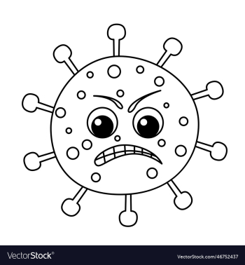 corona virus cartoon coloring page for
