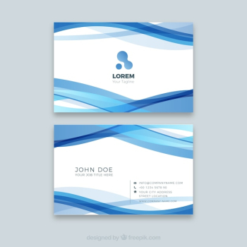 Corporate business card with blue waves Corporate business card with blue waves