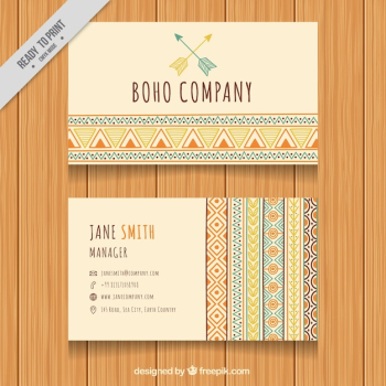 Corporate card banners in boho style