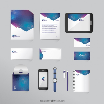 Corporate identity mock-up in space colors Free Vector