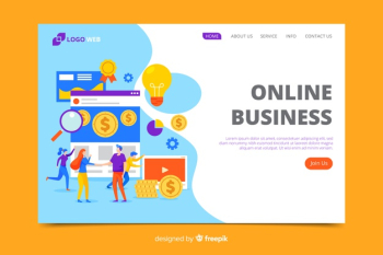 Corporative business landing page design Free Vector Corporative business landing page design Free Vector