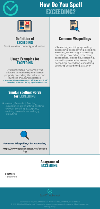 Correct spelling for exceeding | Spellchecker.net Correct spelling for exceeding | Spellchecker.net