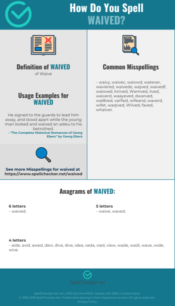 Correct spelling for Waived | Spellchecker.net Correct spelling for Waived | Spellchecker.net