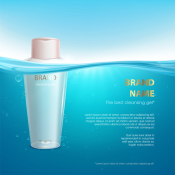 Cosmetic cleanser gel bottle mockup, natural beauty cosmetics product Free Vector