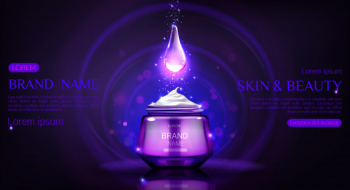 Cosmetics cream jar banner with glow drop Free Vector Cosmetics cream jar banner with glow drop Free Vector