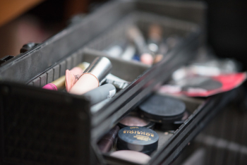 Cosmetics in Train Case Cosmetics in Train Case