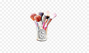 Cosmetics Makeup brush Watercolor painting Illustration - Makeup Pen 
