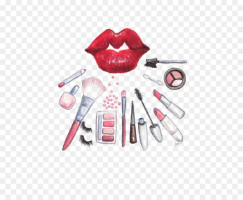 Cosmetics Makeup brush Watercolor painting - Makeup Cosmetics Makeup brush Watercolor painting - Makeup