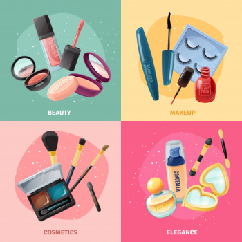 Cosmetics makeup concept card set Cosmetics makeup concept card set