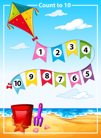 Count number summer beach template Free Vector Count number summer beach template Free Vector