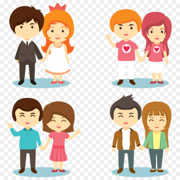 couple Cartoon Clip art - Cartoon couple holding hands vector material 