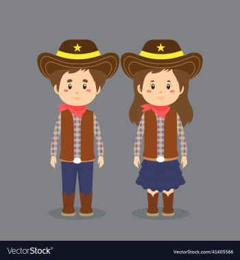 couple character wearing cowboy costume couple character wearing cowboy costume