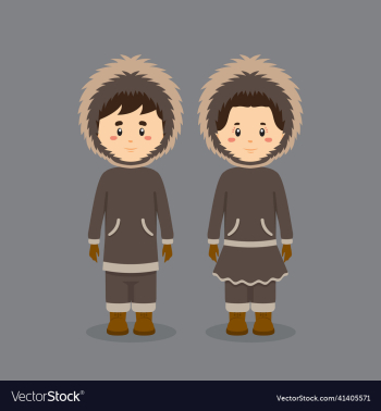 couple character wearing eskimo alaska couple character wearing eskimo alaska