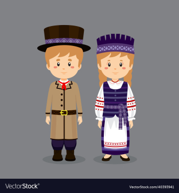 couple character wearing lithuanians national couple character wearing lithuanians national