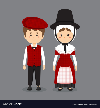 couple character wearing wales national dress couple character wearing wales national dress