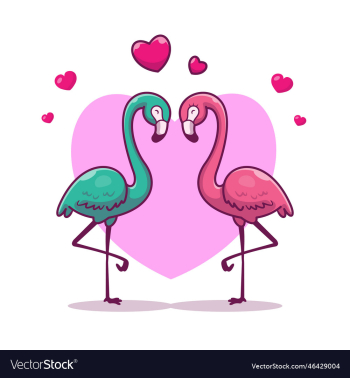 couple flamingo fall in love cartoon couple flamingo fall in love cartoon
