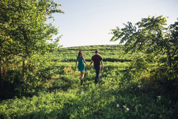 Couple In Love Walk Holding Hands Couple In Love Walk Holding Hands