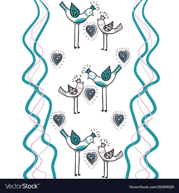 Couple love birds with color heart and wave color vector image Couple love birds with color heart and wave color vector image