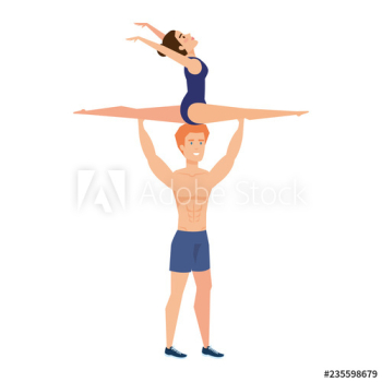 couple practicing exercise characters couple practicing exercise characters
