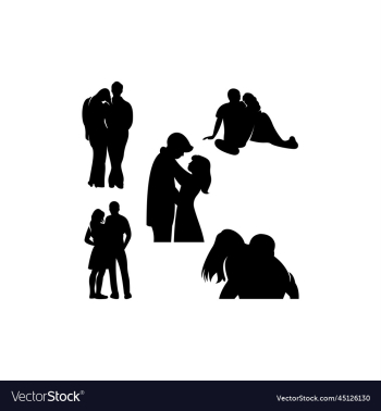 couple set silhouette icon logo couple set silhouette icon logo
