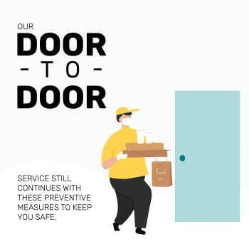 Courier man deliver goods door to door service