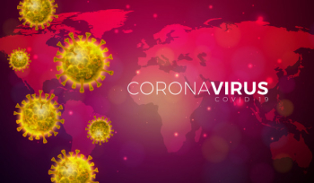 Covid-19. coronavirus outbreak design with virus cell in microscopic view Free Vector