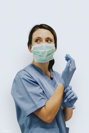 Covid-19 medical hero with a face mask and latex gloves mockup | Free  psd mockup - 2301726