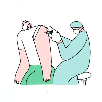 COVID-19 vaccination vector for business doodle character COVID-19 vaccination vector for business doodle character