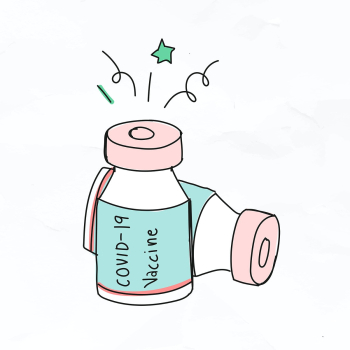 COVID-19 vaccine bottle psd doodle illustration COVID-19 vaccine bottle psd doodle illustration