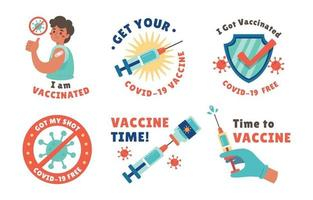 Covid 19 Vaccine Campaign Sticker Set Free Vector Covid 19 Vaccine Campaign Sticker Set Free Vector