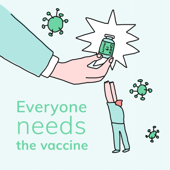 Covid 19 vaccine development doodle illustration with every needs the vaccine text