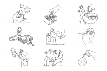 Covid 19 vaccine development vector doodles illustration Covid 19 vaccine development vector doodles illustration