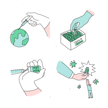 Covid 19 vaccine development vector doodles illustration Covid 19 vaccine development vector doodles illustration
