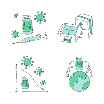 Covid 19 vaccine study psd doodles illustration Covid 19 vaccine study psd doodles illustration