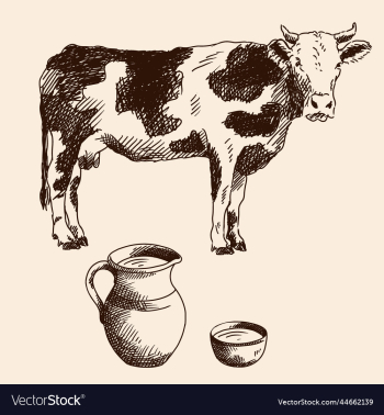 cow and a jug of milk cow and a jug of milk