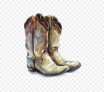 Cowboy boot Watercolor painting Shoe Illustration - Hand-painted watercolor boots 