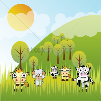 Cows, horses and sheep in a field Cows, horses and sheep in a field