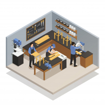 Craftsman people isometric composition Free Vector