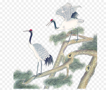 Crane Ink wash painting Chinese painting Gongbi - white crane 