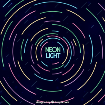 Creative background with neon circular lights