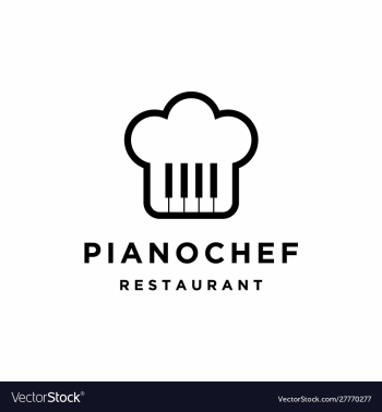 Creative chef hat with piano logo design vector image Creative chef hat with piano logo design vector image
