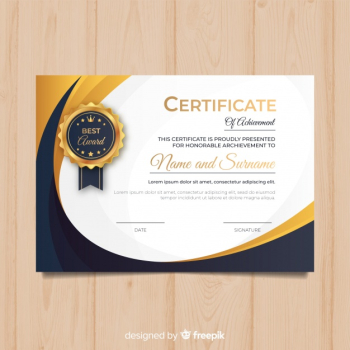 Creative diploma template with golden elements Creative diploma template with golden elements