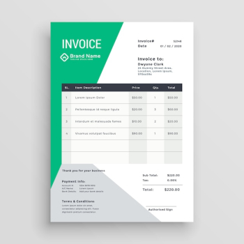 Creative green invoice template design Creative green invoice template design