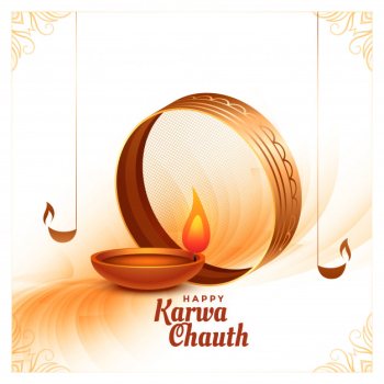 Creative happy karwa chauth festival card with realistic diya Free Vector Creative happy karwa chauth festival card with realistic diya Free Vector