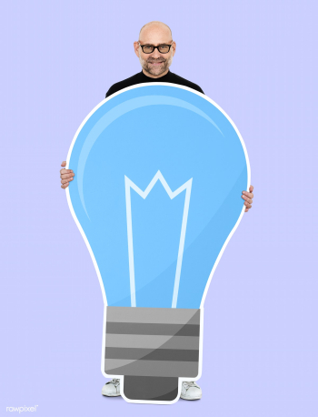 Creative man with a blue light bulb symbol | Free stock psd mockup - 493167 Creative man with a blue light bulb symbol | Free stock psd mockup - 493167