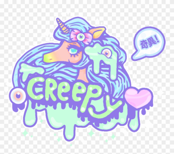 Creepy Cute By - Cute Unicorn Drawing Creepy, HD Png Download ...