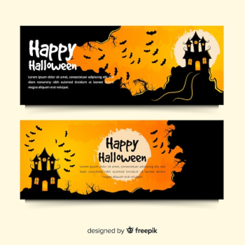 Creepy halloween banners with flat design Creepy halloween banners with flat design