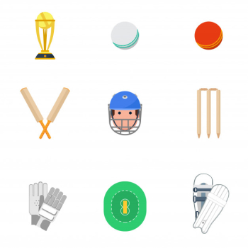 Cricket icons set flat Cricket icons set flat