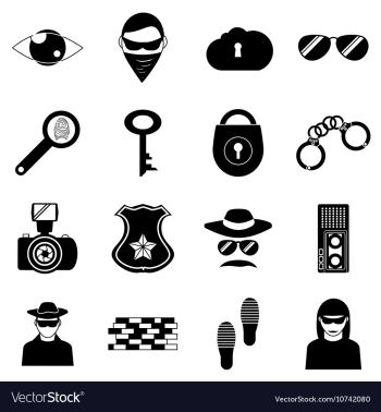 Crime icons set simple style vector image Crime icons set simple style vector image