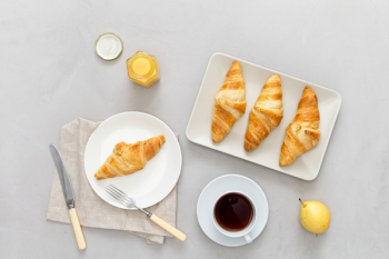 Croissants and tea for breakfast Croissants and tea for breakfast
